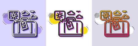 Travel luggage line icon. Halftone dotted pattern. Gradient icon with grain shadow. Trip bag sign....