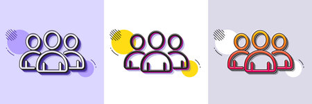 Group line icon. Halftone dotted pattern. Gradient icon with grain shadow. Users or Teamwork sign. Person silhouette symbol. Line group icon. Various designs. Vectorのイラスト素材
