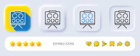 Vision board line icon. Neumorphic, Flat shadow, 3d buttons. Oculist eye clinic sign. Optometry symbol. Line vision board icon. Social media icons. Vectorのイラスト素材