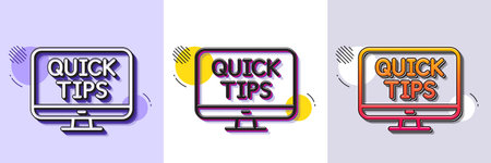 Quick tips line icon. Halftone dotted pattern. Gradient icon with grain shadow. Helpful tricks sign. Web tutorials symbol. Line web tutorials icon. Various designs. Vectorのイラスト素材