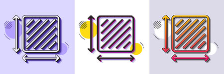Square area line icon. Halftone dotted pattern. Gradient icon with grain shadow. Room dimension sign. Territory measurement symbol. Line square area icon. Various designs. Vectorのイラスト素材