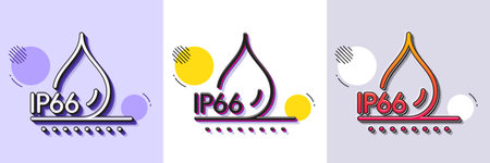 Waterproof line icon. Halftone dotted pattern. Gradient icon with grain shadow. Water resistant ip66...