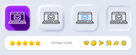E-Mail line icon. Neumorphic, Flat shadow, 3d buttons. Message correspondence sign. Communication symbol. Line e-Mail icon. Social media icons. Vectorのイラスト素材