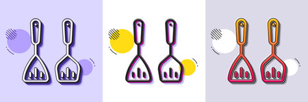Cooking cutlery line icon. Halftone dotted pattern. Gradient icon with grain shadow. Kitchen accessories sign. Food preparation symbol. Line cooking cutlery icon. Various designs. Vectorのイラスト素材