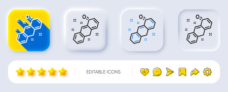 Chemical formula line icon. Neumorphic, Flat shadow, 3d buttons. Chemistry lab sign. Analysis symbol. Line chemical formula icon. Social media icons. Vectorのイラスト素材