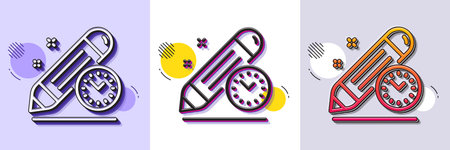 Project deadline line icon. Halftone dotted pattern. Gradient icon with grain shadow. Time management sign. Clock symbol. Line project deadline icon. Various designs. Vectorのイラスト素材