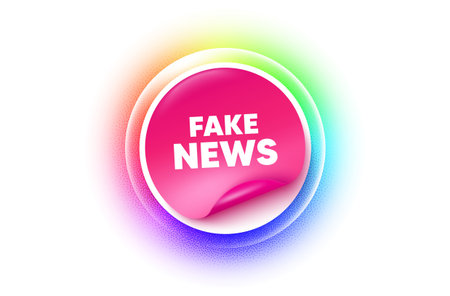 Fake news sticker rainbow gradient. Paper offer price tag. Fake news tag. Media newspaper sign. Daily information symbol. Sticker label. Grain dots effect. Vectorのイラスト素材