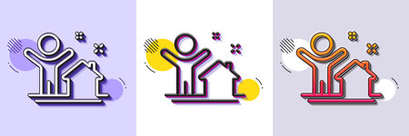 New house line icon. Halftone dotted pattern. Gradient icon with grain shadow. Home building sign. Buying real estate symbol. Buyer and his property. Line new house icon. Various designs. Vectorのイラスト素材