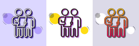 Survey line icon. Halftone dotted pattern. Gradient icon with grain shadow. Contract application sign. Agreement document symbol. Line survey icon. Various designs. Vectorのイラスト素材