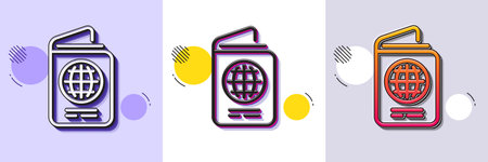 Passport line icon. Halftone dotted pattern. Gradient icon with grain shadow. ID document sign. Citizen identity doc symbol. Line passport icon. Various designs. Vectorのイラスト素材