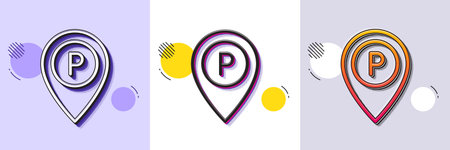 Parking line icon. Halftone dotted pattern. Gradient icon with grain shadow. Location map pointer...