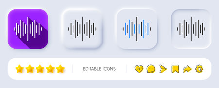Sound wave line icon. Neumorphic, Flat shadow, 3d buttons. Audio track sign. Radio music symbol. Line sound wave icon. Social media icons. Vectorのイラスト素材