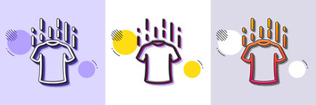 Dry t-shirt line icon. Halftone dotted pattern. Gradient icon with grain shadow. Laundry shirt sign. Clothing cleaner symbol. Line dry t-shirt icon. Various designs. Vectorのイラスト素材