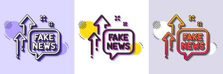 Fake news line icon. Halftone dotted pattern. Gradient icon with grain shadow. Propaganda conspiracy chat sign. Wrong truth symbol. Line fake news icon. Various designs. Vectorのイラスト素材