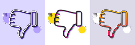 Dislike hand line icon. Halftone dotted pattern. Gradient icon with grain shadow. Thumbs down finger sign. Gesture symbol. Line dislike hand icon. Various designs. Vectorのイラスト素材