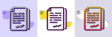 Document signature line icon. Halftone dotted pattern. Gradient icon with grain shadow. Agreement doc file sign. Office note symbol. Line document signature icon. Various designs. Vectorのイラスト素材