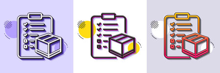 Parcel checklist line icon. Halftone dotted pattern. Gradient icon with grain shadow. Logistics check sign. Package control symbol. Line parcel checklist icon. Various designs. Vectorのイラスト素材