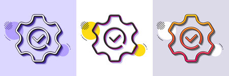 Execute line icon. Halftone dotted pattern. Gradient icon with grain shadow. Approved service sign. Maintenance symbol. Line execute icon. Various designs. Vectorのイラスト素材