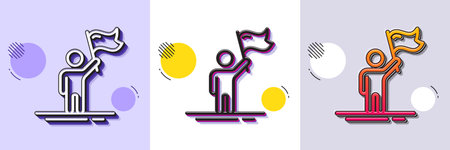 Leadership line icon. Halftone dotted pattern. Gradient icon with grain shadow. Success flag sign. Winner symbol. Line leadership icon. Various designs. Vectorのイラスト素材