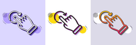 Rotation gesture line icon. Halftone dotted pattern. Gradient icon with grain shadow. Slide arrow sign. Swipe action symbol. Line rotation gesture icon. Various designs. Vectorのイラスト素材