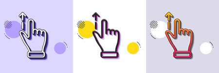 Touchscreen gesture line icon. Halftone dotted pattern. Gradient icon with grain shadow. Slide up arrow sign. Swipe action symbol. Line touchscreen gesture icon. Various designs. Vectorのイラスト素材