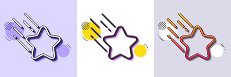 Falling star line icon. Halftone dotted pattern. Gradient icon with grain shadow. Night sign. Firework symbol. Line falling star icon. Various designs. Vectorのイラスト素材