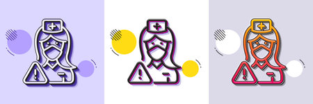 Nurse with medical mask line icon. Halftone dotted pattern. Gradient icon with grain shadow. Doctor assistant sign. Face protection symbol. Line nurse icon. Various designs. Vectorのイラスト素材