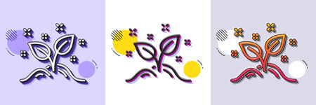 Startup concept line icon. Halftone dotted pattern. Gradient icon with grain shadow. Idea leaves sign. Launch project symbol. Line startup concept icon. Various designs. Vectorのイラスト素材