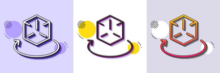 Augmented reality line icon. Halftone dotted pattern. Gradient icon with grain shadow. VR simulation sign. 3d cube symbol. Line augmented reality icon. Various designs. Vectorのイラスト素材