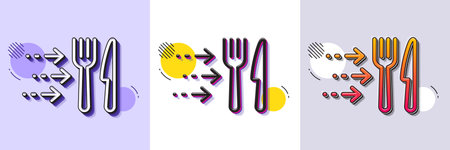 Food delivery line icon. Halftone dotted pattern. Gradient icon with grain shadow. Restaurant order...