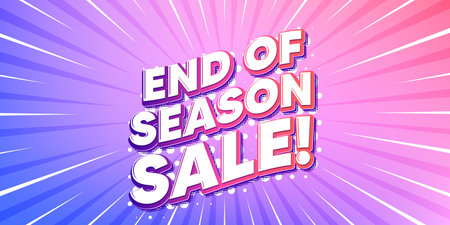 End season sun rays gradient banner. Light burst background. End of Season Sale. Special offer price...