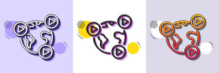 Virtual conference line icon. Halftone dotted pattern. Gradient icon with grain shadow. Online training sign. Web presentation symbol. Line video conference icon. Various designs. Vectorのイラスト素材