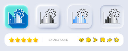 Seo graph line icon. Neumorphic, Flat shadow, 3d buttons. Search engine optimization sign. Analytics...