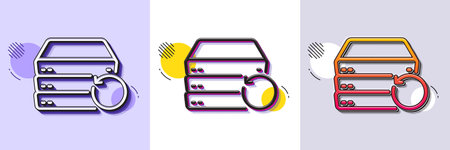 Recovery server line icon. Halftone dotted pattern. Gradient icon with grain shadow. Backup data sign. Restore information symbol. Line recovery server icon. Various designs. Vectorのイラスト素材