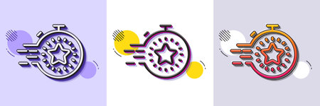 Timer line icon. Halftone dotted pattern. Gradient icon with grain shadow. Time management sign....