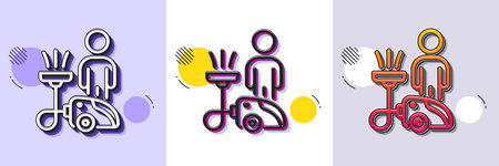 Cleaning line icon. Halftone dotted pattern. Gradient icon with grain shadow. Household service...