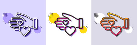 Volunteer care line icon. Halftone dotted pattern. Gradient icon with grain shadow. Helping hand sign. Donation symbol. Line volunteer icon. Various designs. Vectorのイラスト素材
