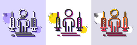 Coronavirus two injections line icon. Halftone dotted pattern. Gradient icon with grain shadow....
