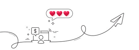 Online shopping line icon. Continuous line with share plane. Internet buying sign. Supermarket...
