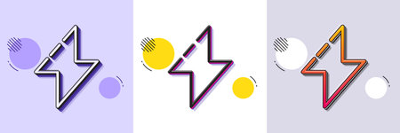 Energy line icon. Halftone dotted pattern. Gradient icon with grain shadow. Thunderbolt sign....
