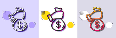 Bribe line icon. Halftone dotted pattern. Gradient icon with grain shadow. Money fraud crime sign. Cash scam symbol. Line bribe icon. Various designs. Vectorのイラスト素材
