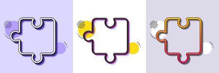 Puzzle piece line icon. Halftone dotted pattern. Gradient icon with grain shadow. Jigsaw game shape sign. Business strategy element. Line puzzle icon. Various designs. Vectorのイラスト素材