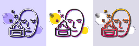 Face cream line icon. Halftone dotted pattern. Gradient icon with grain shadow. Skin care lotion sign. Cosmetics symbol. Line face cream icon. Various designs. Vectorのイラスト素材