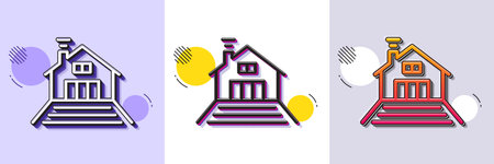 Terrace line icon. Halftone dotted pattern. Gradient icon with grain shadow. House architecture sign. Flat roof symbol. Line terrace icon. Various designs. Vectorのイラスト素材