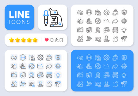 Winner ribbon, Instruction manual and Co2 line icons for web app. Message, Share, Like social media icons. Pack of Voicemail, Line chart, Ethics pictogram icons. Vectorのイラスト素材