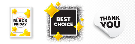Best choice photo frame 3d stars. Thank you sticker banner. Best choice tag. Special offer Sale sign. Advertising Discounts symbol. Black friday poster. Promo background. Vectorのイラスト素材