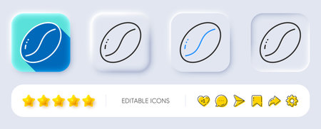 Coffee beans line icon. Neumorphic, Flat shadow, 3d buttons. Tasty seed sign. Vegan drink symbol. Line coffee beans icon. Social media icons. Vectorのイラスト素材