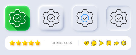 Execute line icon. Neumorphic, Flat shadow, 3d buttons. Approved service sign. Maintenance symbol. Line execute icon. Social media icons. Vectorのイラスト素材