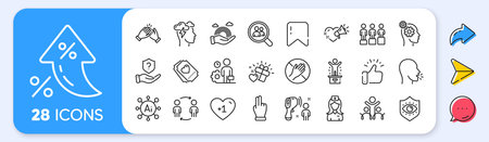 Lgbt, Dont touch and Cough line icons. Interest rate, AI generate, Inflation icons. Pack of Love...