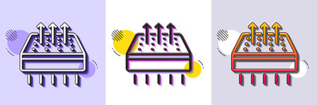 Breathable mattress line icon. Halftone dotted pattern. Gradient icon with grain shadow. Orthopedic pad sign. Air flow sleep bed symbol. Line breathable mattress icon. Various designs. Vectorのイラスト素材